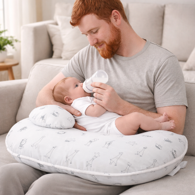 Coussin d’allaitement ceinture | Mini-pad | Beignet Blanc motif gris