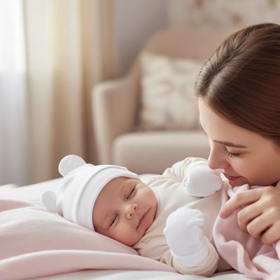 Bonnet-bebe-maman-observe-bebe